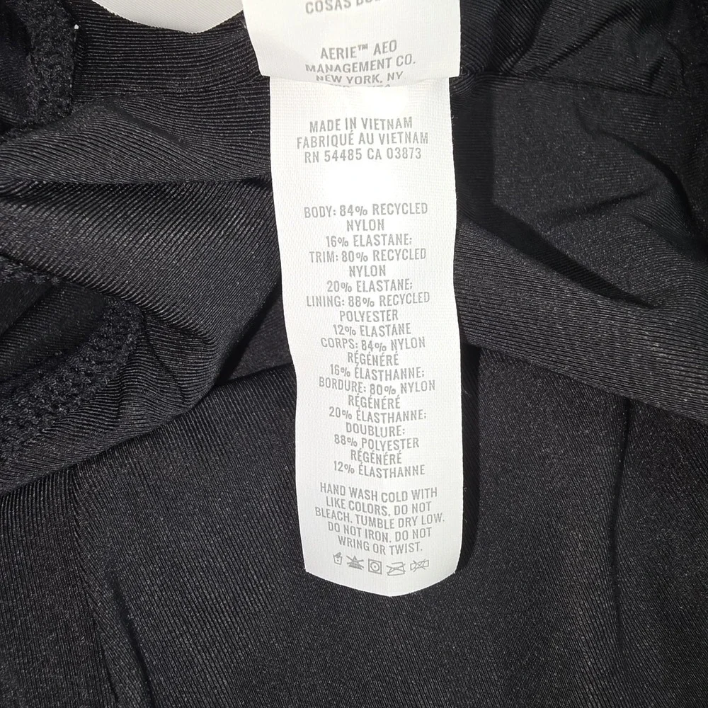 Aerie One Piece Swimsuit Size L Ribbed Mix Crossover Cut Out Black V-neck Womens